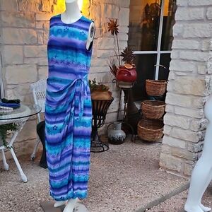 August Hale AH 100% Silk Hawaiian Style Dress Wrap Style Skirt Size 12